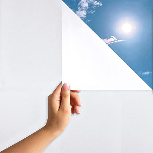 MARAPON® Window Film Self-Adhesive Opaque in White [44.5 x 200 cm] Includes eBook with Professional Tips - Frosted Glass Film with Very High Privacy Protection - Privacy Film Static Adhesive for