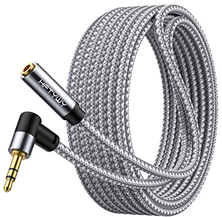 Hftywy Headphone Extension Cable 10 ft 3.5mm Male to Female Stereo Audio Extension Cable - Double Shielded Braided Long 1/8 TRS aux Cord Extender for Smartphones, Tablets, Media Players