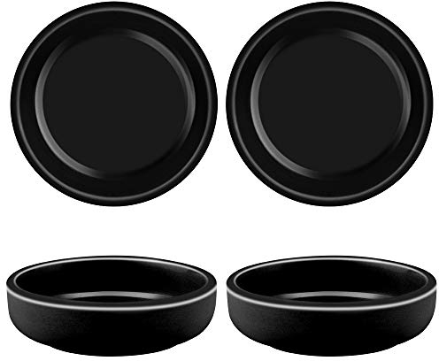 Cyimi 3.5 Ceramic Dipping Dishes - Small Porcelain Soy Side Dish Bowls - Black Dinnerware Set for Sauce, Dessert, Snack Serving - Set of 4