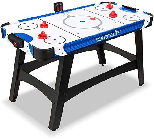 SereneLife Airhockey Tisch mit Luft – Air Hockey Spieltisch ideal als Gamer Tisch – Tischhockey für lustige Tischspiele mit Airhockey Pucks & Schieber – Robuste Air Hockey Tische Kinder & Erwachsene