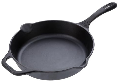 VICTORIA Enamelled Cast Iron Induction Frying Pan 25 cm, Suitable for Fire, Barbecue, Oven, Ceramic Hob, Gas, Cast Iron Skillet, Toxic Free Without PTFE or PFOA