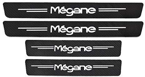 EAGLEG 4 Piezas Pegatina para Umbral de Coche para REN-Ault Megane 2 3 Scenic 4 1, Película Protectora Estribos Fibra Carbono Autoadhesivo Puerta Guardias del Borde Decoración Accesorios,Black