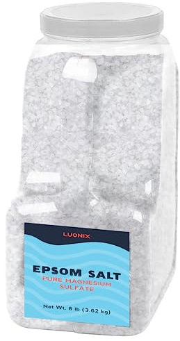 Luonix Epsom Salt, 8 lb, Bulk, Bath Soak, DIY Bath Bombs