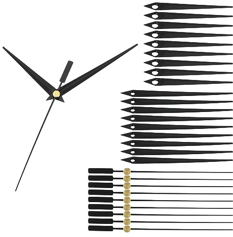PATIKIL Replacement Clock Hands Kit, 10 Set Replacement Clock Hands Kits Clock Mechanism Movement Aluminum Wall Clock Hands Parts Replacement for Wall Clock Repair DIY, Black, A01