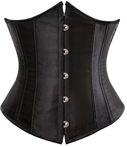 Black Corset Underbust Lace up Boned Brocade Waist Training Plus Size XS