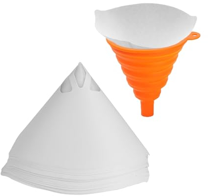 JNNJ 101 Pièces Filtre à Peinture En Papier Jetable, Filtre à Peinture Jetable En Papier Avec Filtre En Silicone 1 Pièce, Pour L'automobile, Les Pistolets à Peinture, L'art Et L'artisanat(Orange)