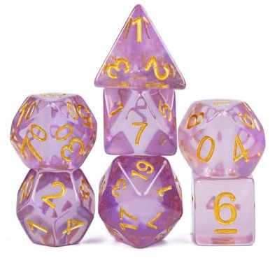 Juego de Dados poliédricos de 6 Piezas, Juego de Dados D20 para Juegos de Mesa DND RPG (Rosa)