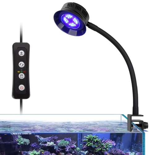 hygger Clip on Éclairage Aquarium Led Salée, 30W Aquarium Light Marine,Full Spectrum Saltwater Led Light Aquarium Luminosité Réglable avec 3 Réglages de Synchronisation pour Coral Marine Tank