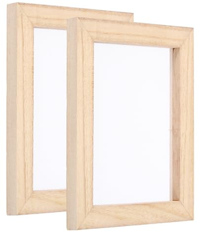 PATIKIL A6 storlekar träpapper framställningsskärm, 2 st 14 x 11 cm enkelt pappersform och däckpapper tillverkning tillbehör ram för papperstillverkning gör-det-själv-hantverk, träfärg