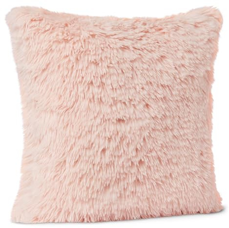 Amazon Basics Peluche Almohada Cuadrada, Juguete Cojín Geométrico para Cama o Sofá, Decoración Habitación Infantil, Rosa