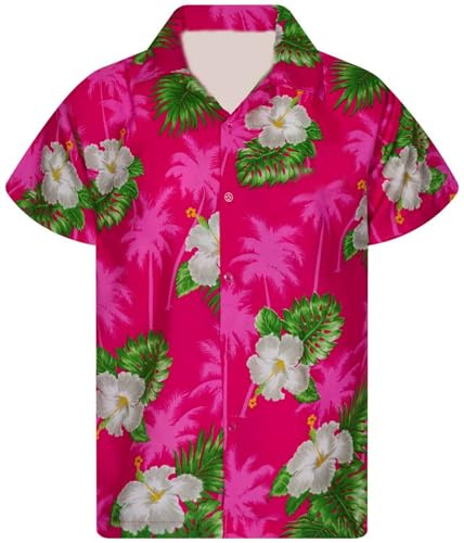Morbuy Camicia Uomo Hawaiana Manica Corta, Foglia Verde Fiore Bianco Tropicale Camicia Estiva da Spiaggia con Bottoni Hawaiian T Shirt Casual Magliette Hawaiane Top Aloha