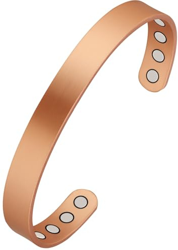 Jecanori Koppararmband för män, 18 x starka magnetiska armband för män med 3 800 Gauss magneter, 99,99 % ren massiv koppar smyckesgåva, 6.89 inches, Koppar