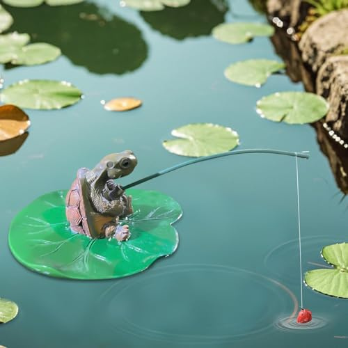 Figuras de estanque de resina resistentes a la intemperie, juego de decoración de jardín de rana y tortuga, para mini estanque, fuente, balcón y maceta, figuras realistas para exteriores con detalles