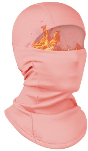 AUYAO Cagoule Balaclava, Cagoule Moto Hiver Coupe-Vent, Masque Intégral Moto, Casque Ski Thermique, Doux et Respirable, Accessoire Moto pour Ski Vélo pour Homme et Femme, Rose