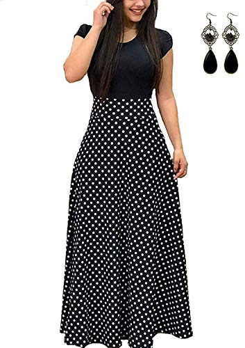 UUAISSO Femmes Robe De Plage Longue Decontractée Tunique Manche Courte ÉTé Boho Maxi Grande Taille A-Noir-Manche Courte 3XL