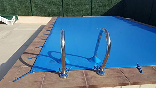 Cubierta de Invierno para Piscina 7 x 3m más 15 cm por Cada Lado para Anclaje (7,3 x 3,3m) de Color Azul (Exterior) / Negro (Interior) + Saco de Almacenaje de Regalo