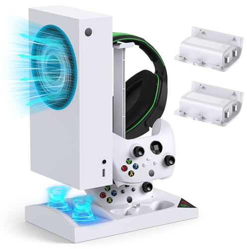 MENEEA Charger Stand Cooling Fan for Xbox Series S Console&Controller,White
