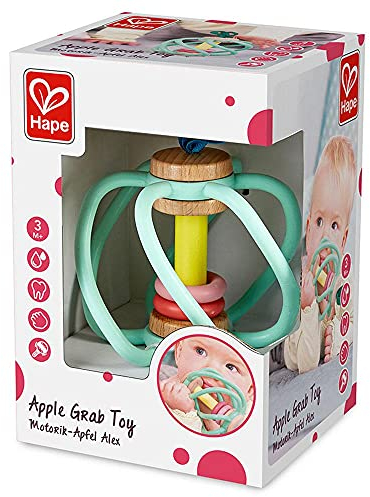 Hape Motorik-Greifspielzeug und Beißring Apfel Alex Holz und Silikon