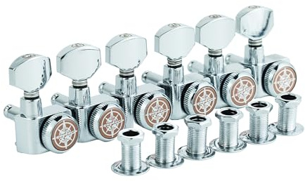 Guyker 6 In-line Guitar Locking Tuners – 1:18 Locking Tuning Key Pegs Tuners – Chrome