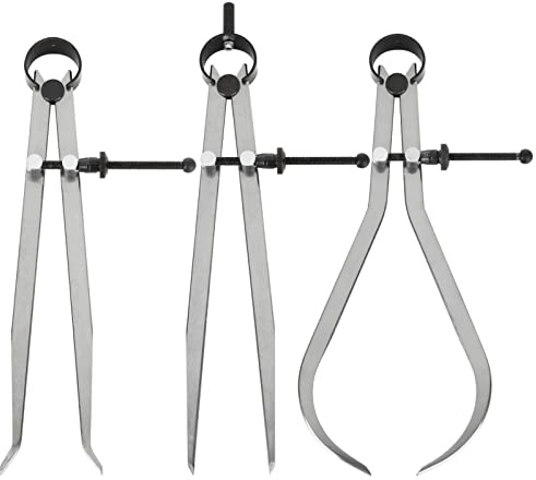 Acrux7 3Pcs 8 Inch Long Spring Caliper Set, Carbon Steel Outside Divider Caliper Compass, Calipers Measuring Tool for Wood Turning Lathe Projects