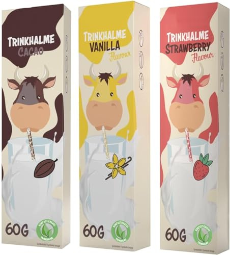 Pacchetto di 3 cannucce magiche (30 cannucce da 6 g) (10 cioccolato, 10 vaniglia e 10 fragola)