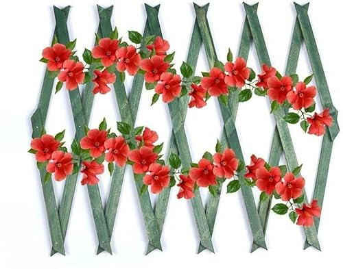 Expanding 6ft Wooden Trellis Climbing Plants Fence Panel Screening Lattice UK (Green 180 x 60cm)