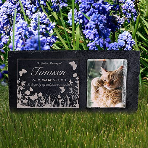 Farfume Targhe commemorative per animali domestici personalizzate per tombe – Custome Pet Memorial pietra con immagini colorate e testi – Regali commemorativi per cani (farfalla)