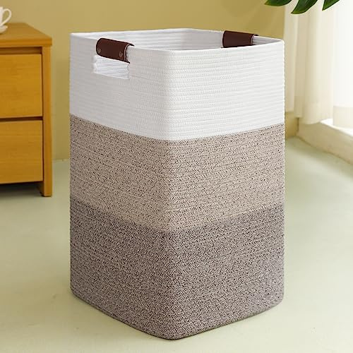 SIXDOVE Laundry Hamper 96L Extra Large Laundry Basket, Woven Blanket Basket, Cotton Woven Storage Hamper with Handles for Living Room, Large Baskets for Pillows, Blankets, Clothes-Gradient Yellow