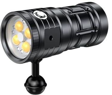 Genwiss Dive Light für Unterwasserfotografie, 3300Lumens Unterwasser-Taschenlampe, 100M Waterproof Underwater Video Light mit Type-C Charging Tauchlampe, Professional für Unterwasserbeleuchtung