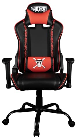 Konix One Piece Chaise de Bureau Gaming - Inclinaison siège 150° - Cuir polyuréthane - Coussin lombaires et cervicaux réglable - Appui-tête - Noir