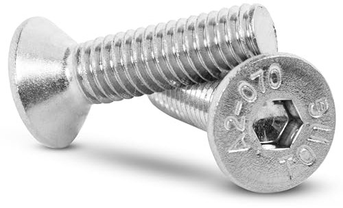 Topnorm24 Lot de 50 vis à tête fraisée en acier inoxydable M5 x 35 mm avec six pans creux DIN 7991 V2A A2 VA, filetage métrique complet pour écrous et rondelles (M5 x 35 (50 pièces))