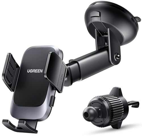 UGREEN Handyhalterung Auto 2 in 1 Kfz Handyhalterung Lüftung und Saugnapf Auto Handyhalter 360° Drehbar iPhone Halterung kompatibel mit iPhone 16 15 Pro Max Plus 14 13 Galaxy S23 Ultra usw.