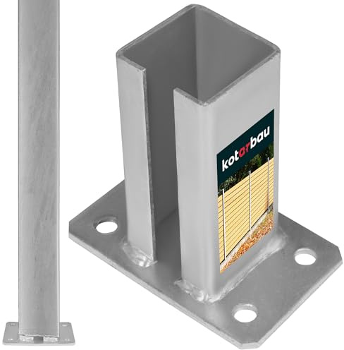 KOTARBAU® Stolpfot - Stolphållare - för Staketstolpar - Stål - 70 x 70 mm - Silver - Stolpsko - Robust - Väderbeständig - Galvaniserad Stolpstöd