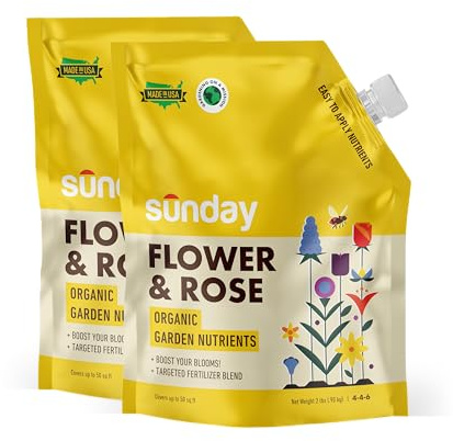 Sunday Flower and Rose Garden Naturals Plant Food Mix - Ready-to-Use Fertilizer - Perfect for Bulbs, Wildflowers, and Ornamental Gardens - OMRI-Listed, 4-4-6 NPK Mix - 2 Pack, 2lb Mix