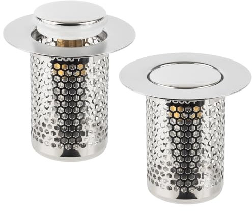 Daletu 2 Pezzi Filtro Lavandino Cucina, 33 × 50 mm Raccogli Capelli Doccia, Acciaio Inossidabile Filtro Scarico Lavandino per Bagno, Vasca da Bagno e Lavabo Prevengono L'Intasamento
