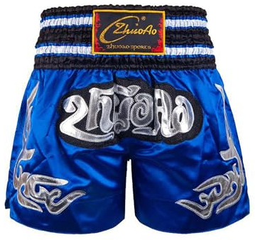 YiZYiF Kinder Jungen MMA Box Shorts Muay Thai Short Boxing Shorts Hexagon Kurze Hose K1 Boxen Fitness Kickboxing Trainingshose Blau 170