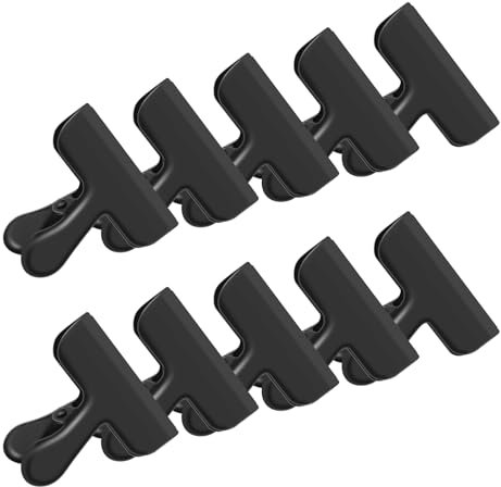 10 PCS Acier Inoxydable Clips Pince de fermeture pour sacs alimentaires et sacs Emballage alimentaire pour fermer et garder frais (77 mm) (Noir)