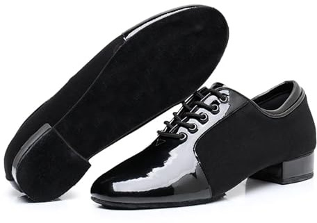 Scarpe da danza latina per uomo Scarpe da ballo moderne da uomo Scarpe da tango latine in tessuto Oxford maschile Tacchi da 2,5 cm Calzature da ballo sociali morbide e traspiranti(Straight bottom,43)