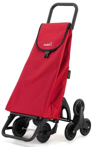 GARMOL Carro de la Compra Plegable 55 litros | Carro de la Compra 8 Ruedas Sube Escaleras de Gran Capacidad | Carrito Compra Plegable Color Rojo