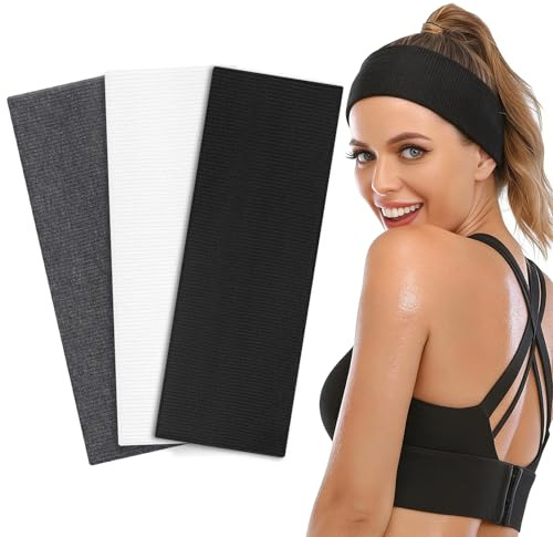 BELEVO Stirnband Damen Sport Haarband Damen Baumwolle 3 Stück Haarbänder Elastisch Headband Sommer Schweiß Weich Antirutsch Hairband Mode-Accessoires für Kosmetik Workout Yoga Laufen Fitness Gym