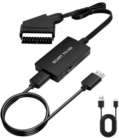 Quevati Scart auf HDTV Adapter, Video Audio Wandler HD 1080P mit HDTV Kabel, für HDTV STB VHS Sky DVD Blu-ray usw