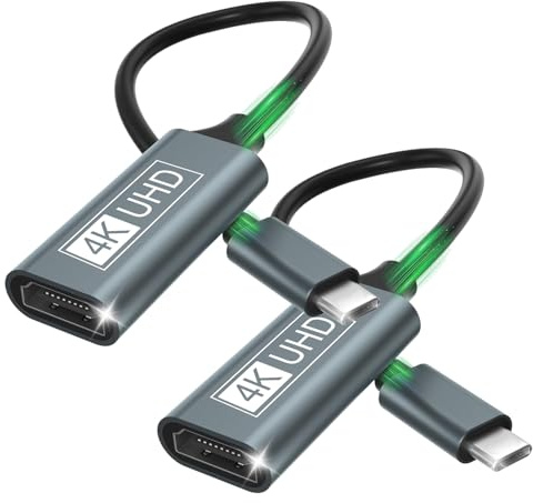 Adattatore USB C HDMI, Adattatore HDMI USB C 4K Thunderbolt 3/4 Compatibile con iPhone 16Pro/16Pro Max/16/15, MacBook Pro/Air, iPad Pro/Air, Pixelbook, Samsung Galaxy S/Note, Dell XPS, Surface Pro