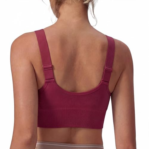 Leversic Top Palestra Donna Reggiseno Sportivo con Spalline Larghe Regolabili Schiena Reggiseni Sportivi Supporto Medio-Alto Running, Fitness, Yoga S-XL