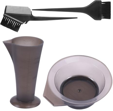 Mikinona Kit de Tinte Cabello 4 Piezas Cuenco para Tinte, Taza Medidora y Pincel de Plástico Duradero, Colores Surtidos, Adecuado para Uso en Casa y Salón Profesional