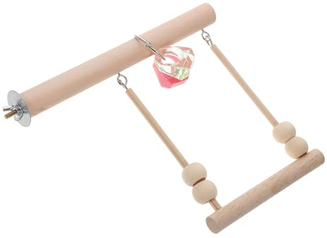 Toyvian Columpio Colgante para Pájaros de Madera Natural, Resistente a Mordeduras, Tamaño Pequeño para Loros y Aves Domésticas, Juguete Divertido para Jaula y Accesorios de Loros