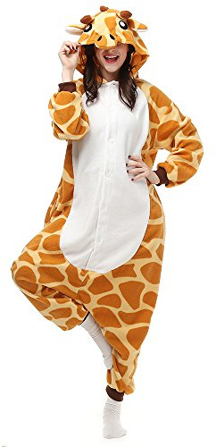 BGOKTA Disfraces de Cosplay para Adultos Pijamas de Animales One Piece Jirafa, L