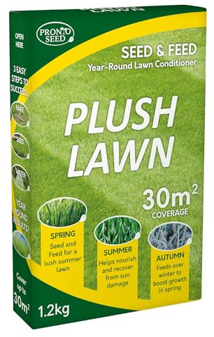 Pronto Seed Plush Lawn 1.2 kg - Fast-Growing Grass Seed & Conditioner Mix - Covers 17m2 for Lawn Repair & Restoration - DEFRA Approved, Eco-Friendly, & Pet Safe (1.2kg)