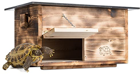 Woid Herz Abri pour Tortues de qualité supérieure (SH1) - en Bois Massif - Résistant aux intempéries - avec Fond et Porte - Ventilation réglable - Enclos pour