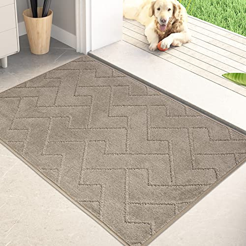 PURRUGS Dirt Trapping Door Mat 24 x 35.5, Non-Slip Machine Washable Entry Rug, Dog Doormat, Indoor Front Door Mat, Super Absorbent Entryway Rug for Muddy Shoes & Paws, Taupe