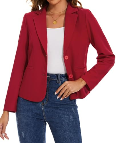 Blazer Jackets for Women Long Sleeve Suit Blazer Comfortable Stylish ,Red L